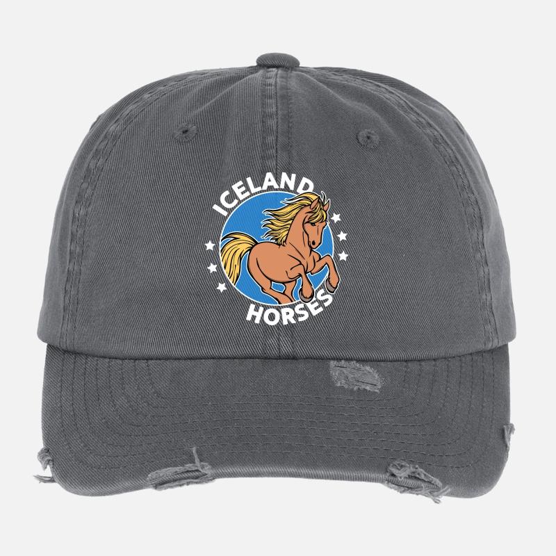 Islandpferde Islandponys Pony Statement Pferde Flexfit Vintage Destroyed Cap