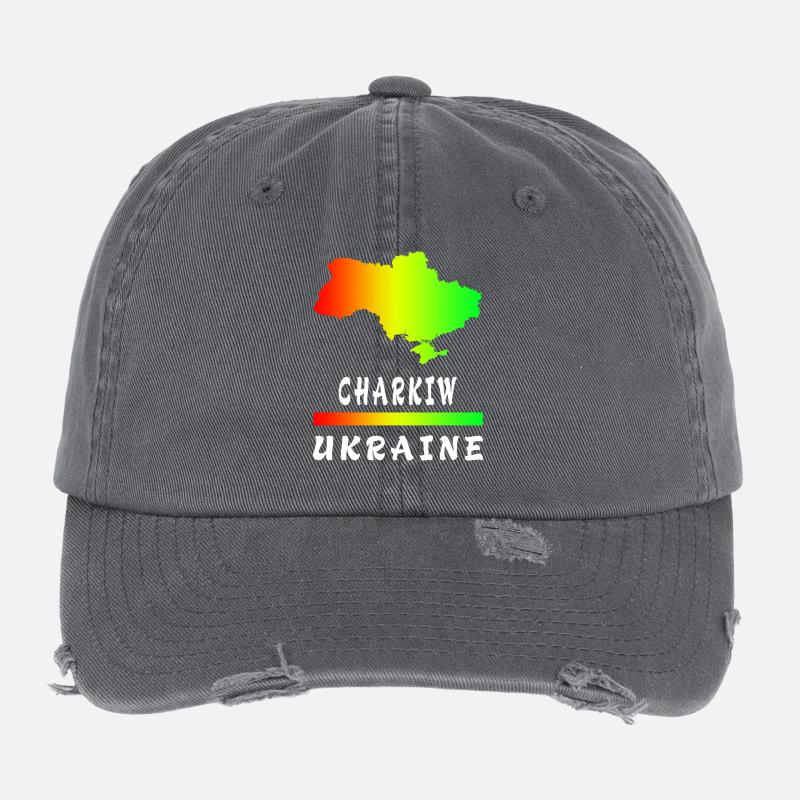 Kharkiv Ukraine rainbow design Flexfit Vintage Destroyed Cap