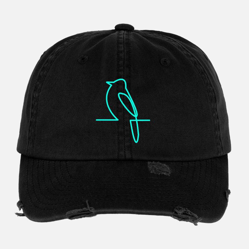 Neon bird on the branch Flexfit Vintage Destroyed Cap
