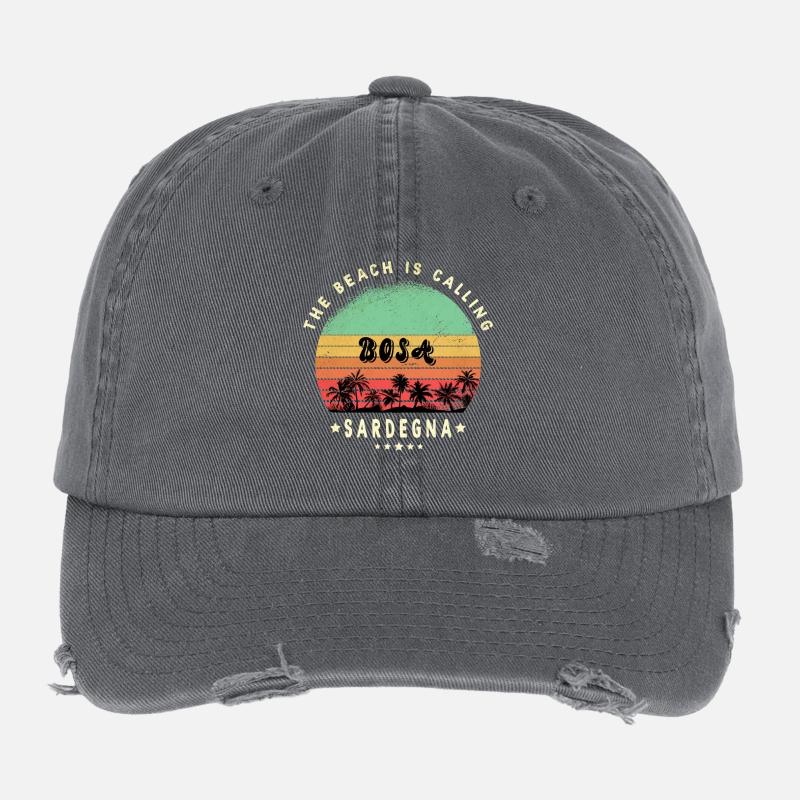 Bosa Sardaigne Italie Beach Design Casquette vintage effet usé Flexfit