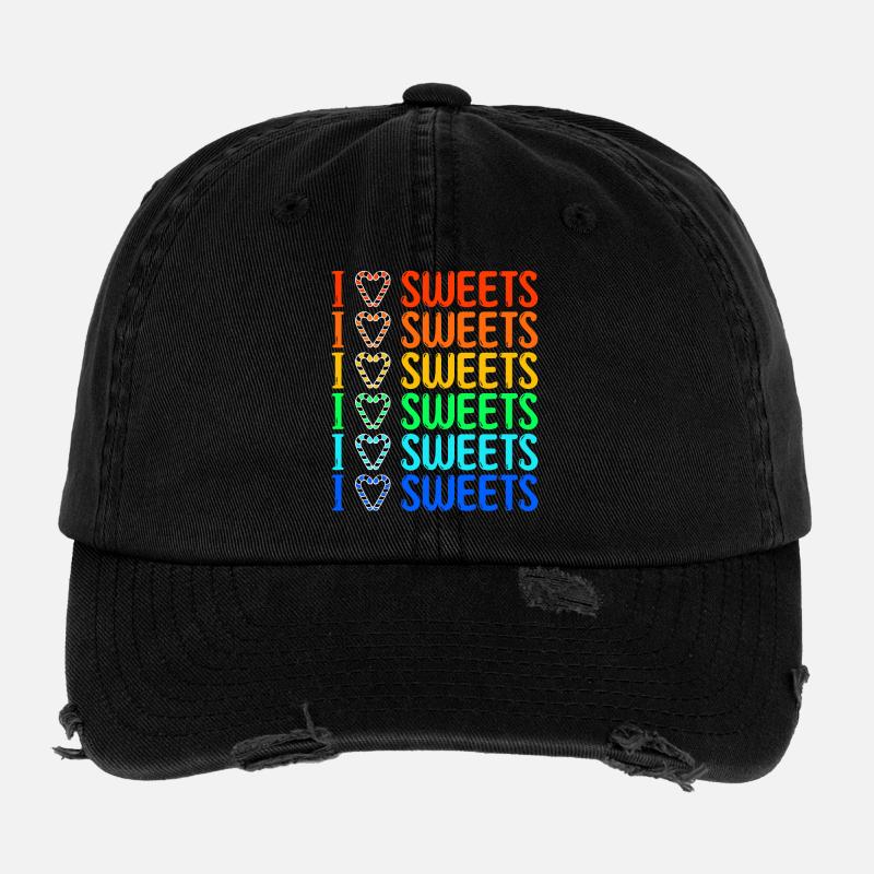 Dent sucrée J’adore les bonbons Déclaration Délicieux Casquette vintage effet usé Flexfit
