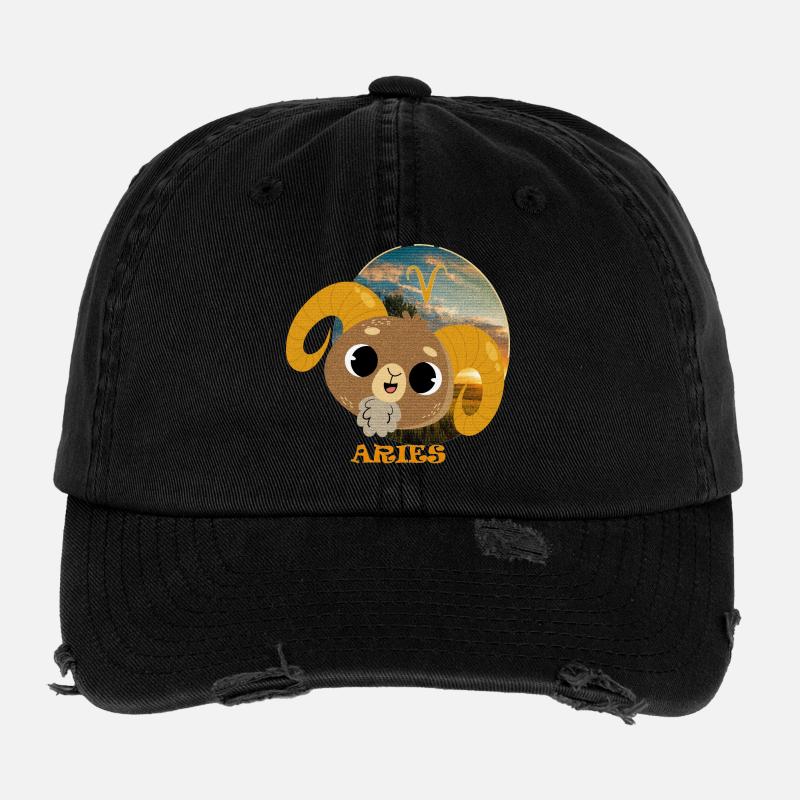 Zodiac sign ARIES Flexfit Vintage Destroyed Cap