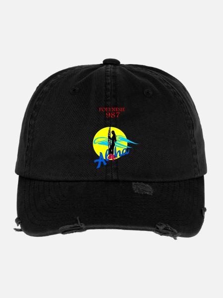 Polynésie - Casquette vintage effet usé Flexfit - noir - Devant
