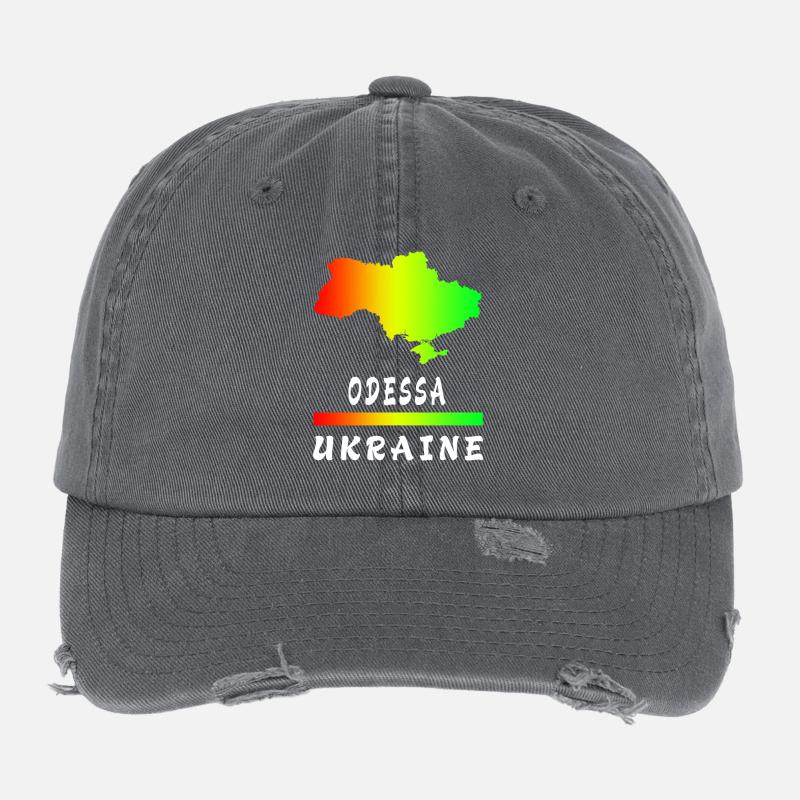 Odessa Ukraine Regenbogen Design Flexfit Vintage Destroyed Cap