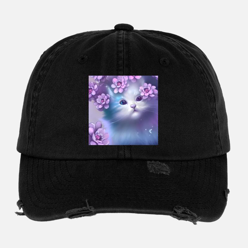 Süßes Kätzchen - Flexfit Vintage Destroyed Cap - Schwarz