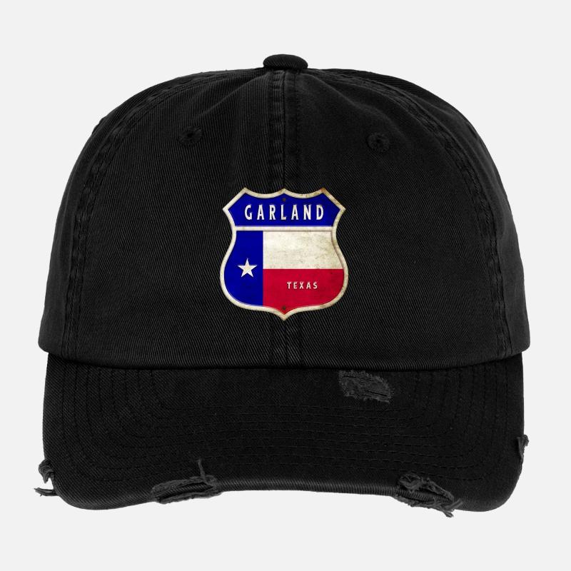 Garland Texas crest flag design Flexfit Vintage Destroyed Cap