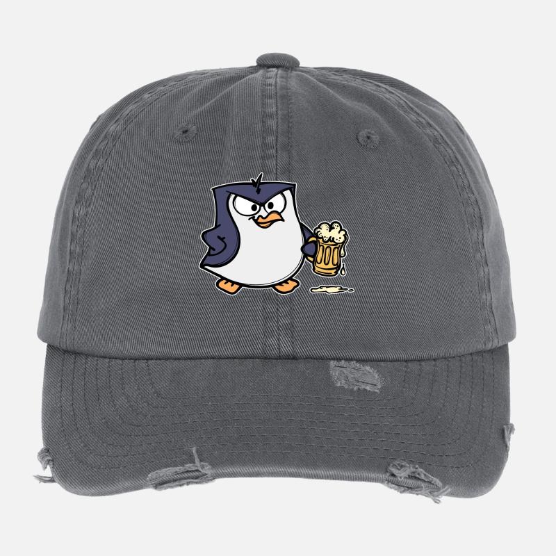 Lustig Pinguin Vogel Zoo Tier Seevogel Bier Flexfit Vintage Destroyed Cap