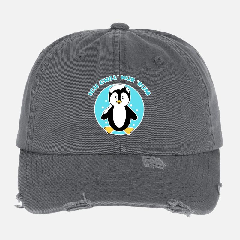 Pinguin Eis Kälte Seevogel Schnee Tier Südpol Flexfit Vintage Destroyed Cap