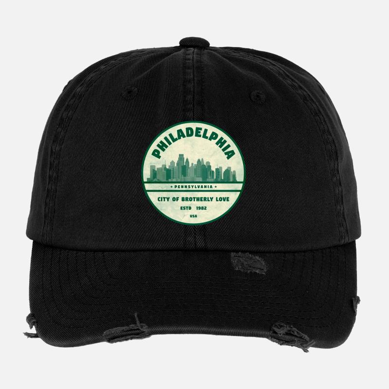 Insigne vintage de la Skyline de Philadelphie Casquette vintage effet usé Flexfit