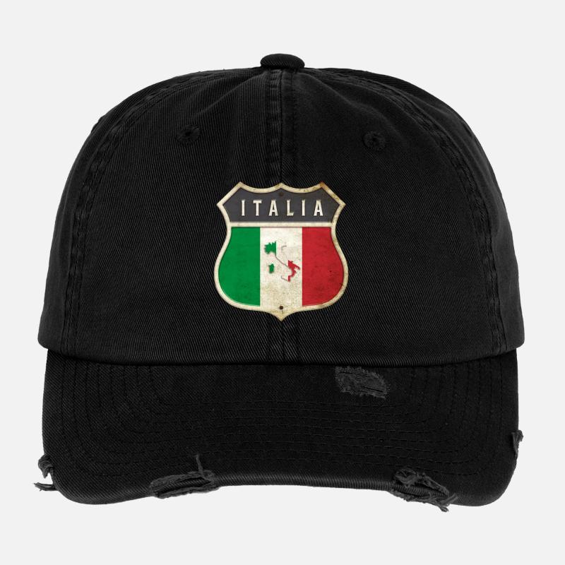 Italie Armoiries Drapeaux Design Casquette vintage effet usé Flexfit