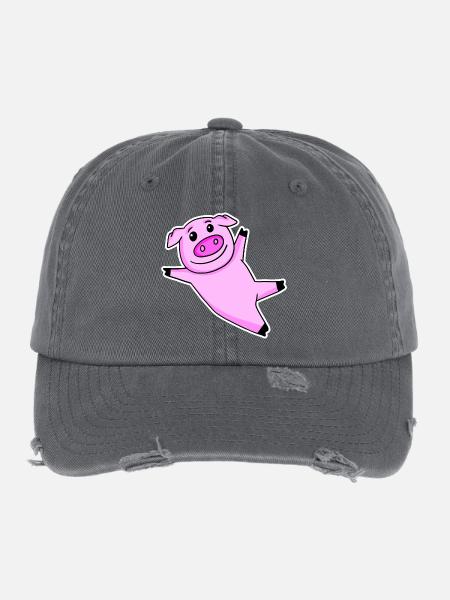 Pig Cute - Flexfit Vintage Destroyed Cap - dark grey - Front