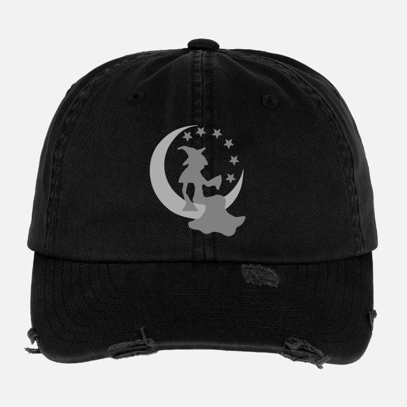 Mondsichel, Hexen design, Mädchen, Schlafzimm deko Flexfit Vintage Destroyed Cap