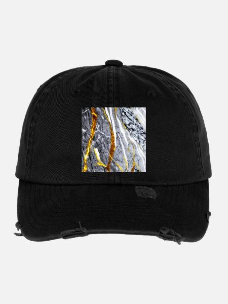 Marble Gold Texture - Flexfit Vintage Destroyed Cap - black - Front