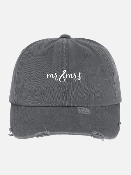 Mr and Mrs Wedding Design - Flexfit Vintage Destroyed Cap - dark grey - Front