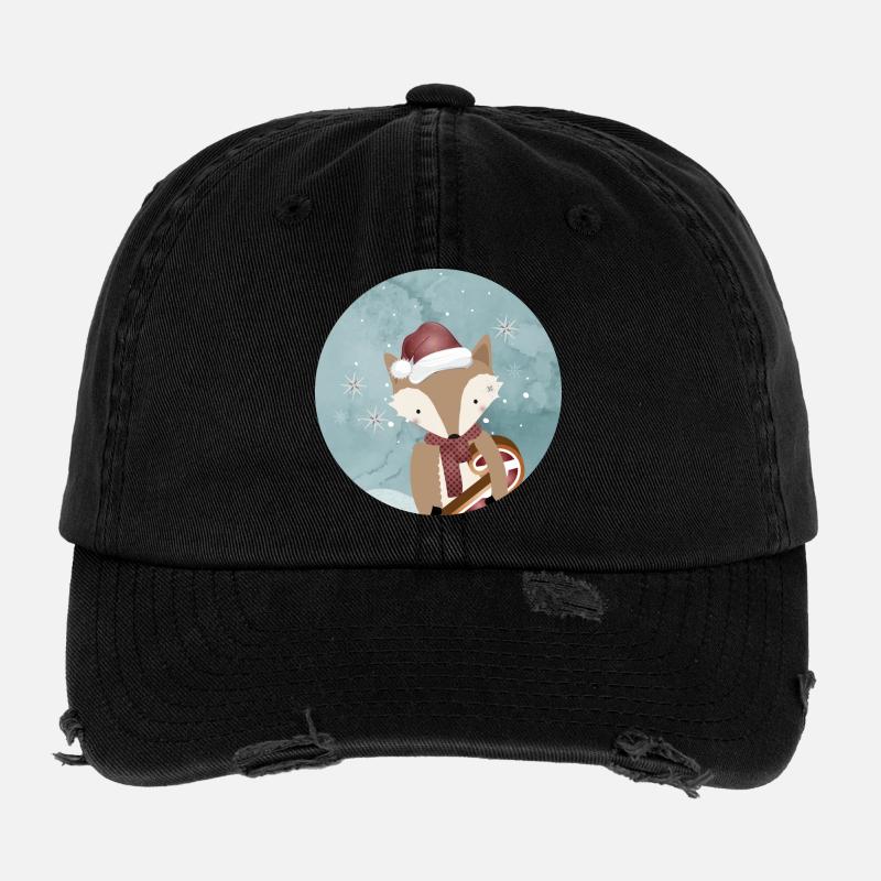 renard doré pour Noël avec canne à sucre Casquette vintage effet usé Flexfit