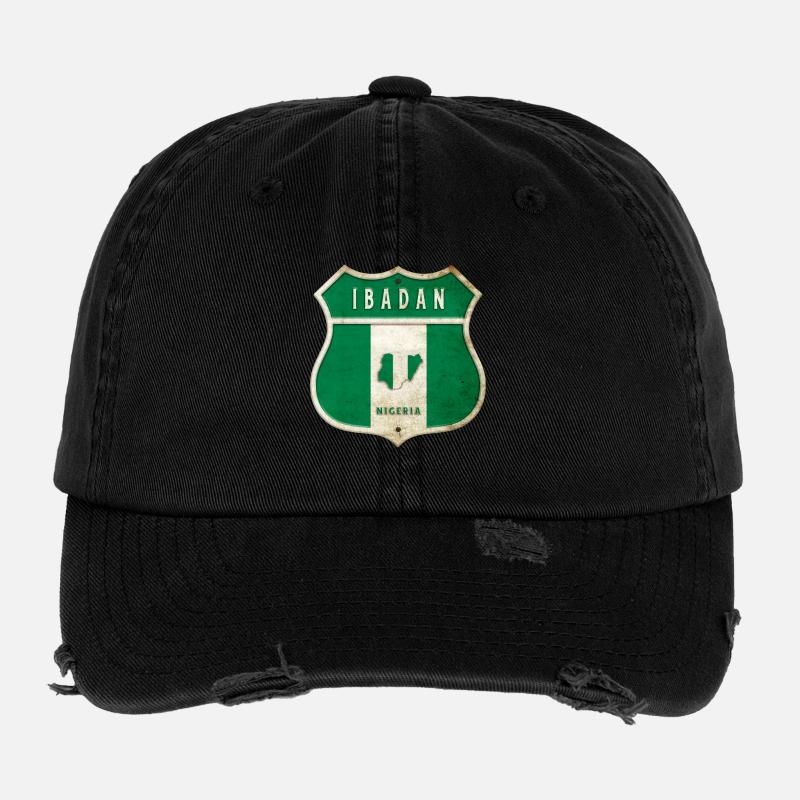 Design du drapeau d'Ibadan, Nigeria Casquette vintage effet usé Flexfit