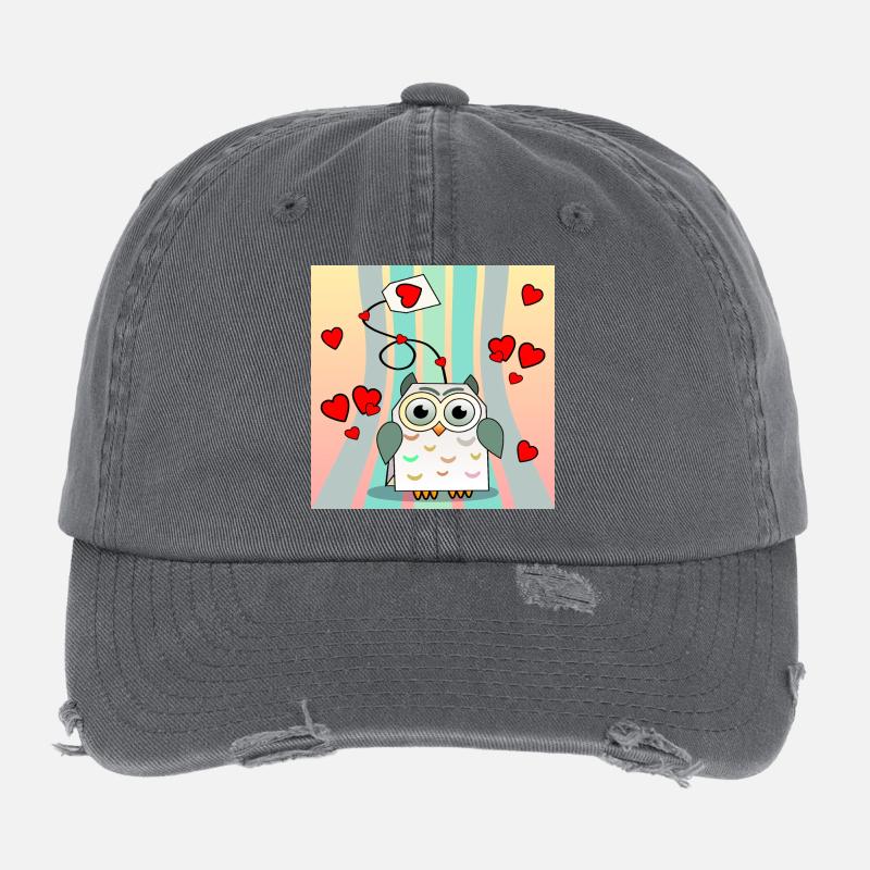 Valentinstag Tiere - Teebeutel Eulen Flexfit Vintage Destroyed Cap