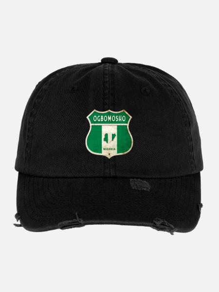 Design du drapeau du Nigéria d'Ogbomosho - Casquette vintage effet usé Flexfit - noir - Devant