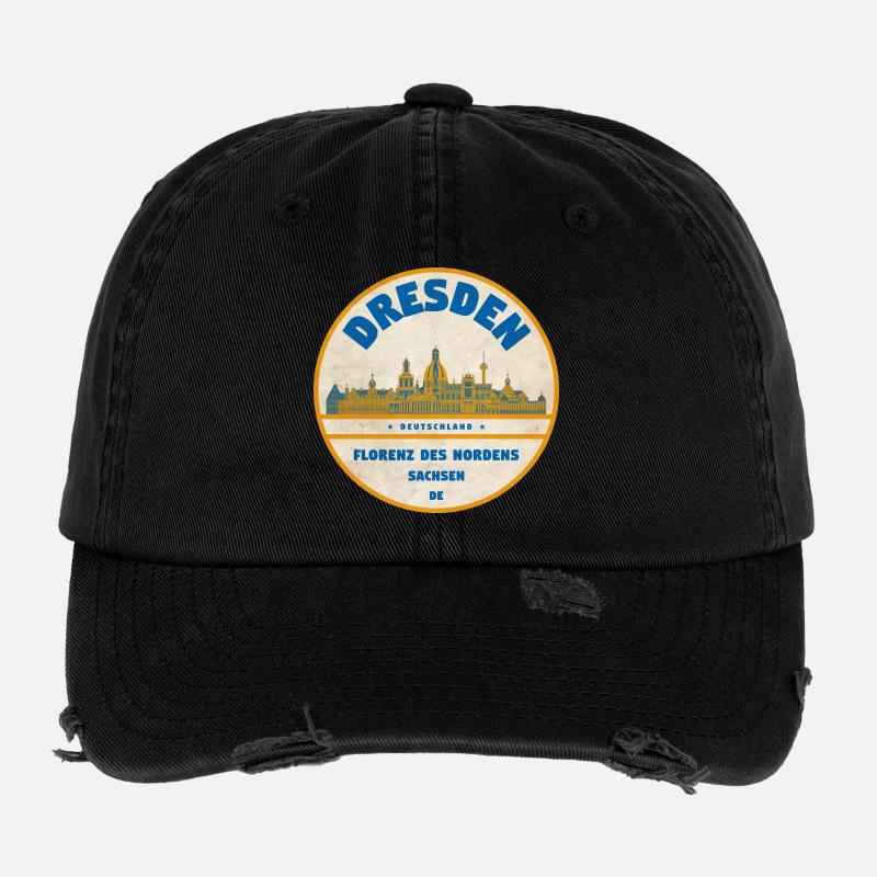 Dresden Skyline Vintage-Label Flexfit Vintage Destroyed Cap
