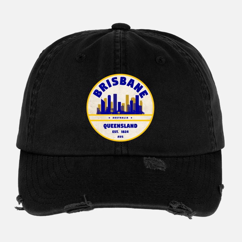 Brisbane Australie Skyline Casquette vintage effet usé Flexfit