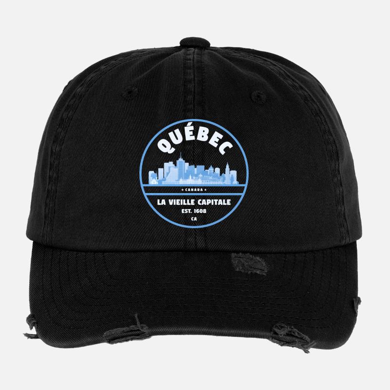 Québec La Vieille Capitale Skyline Flexfit Vintage Destroyed Cap