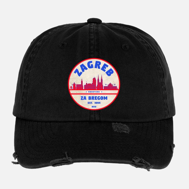 Logo du rond de Zagreb Skyline Rétro Casquette vintage effet usé Flexfit