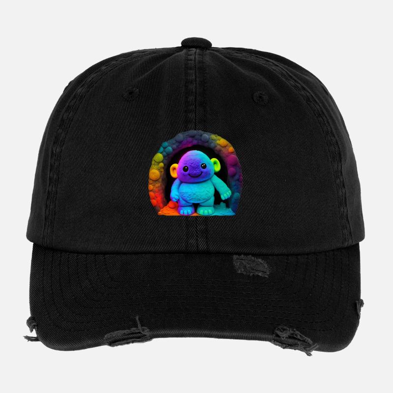 Neon Regenbogenaffe im Tunnel Flexfit Vintage Destroyed Cap