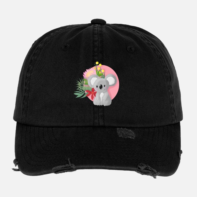 Süßer Koala mit Blumenkranz Flexfit Vintage Destroyed Cap