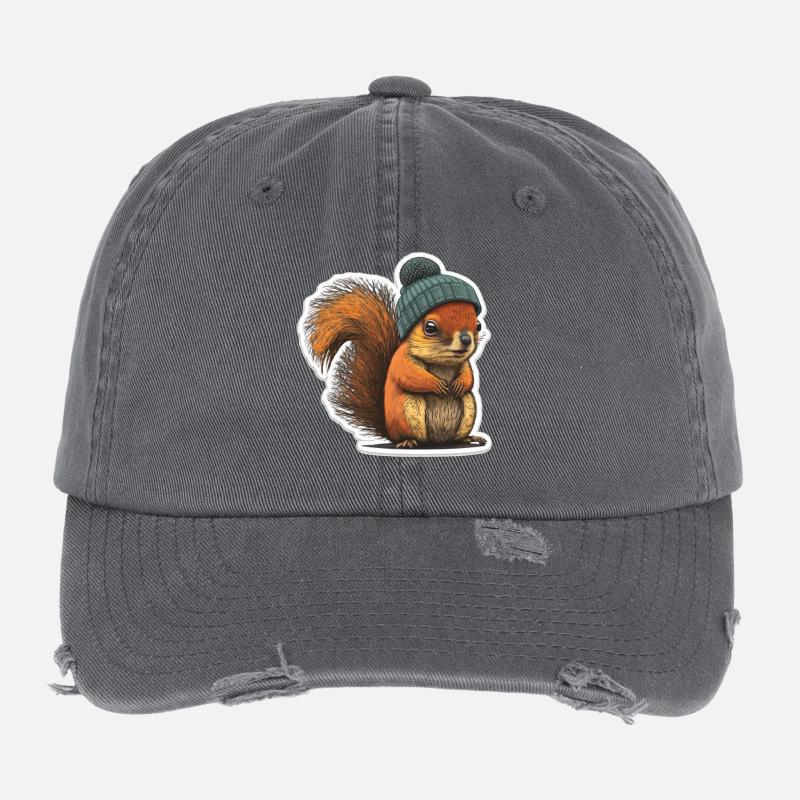 Écureuil au bonnet Casquette vintage effet usé Flexfit