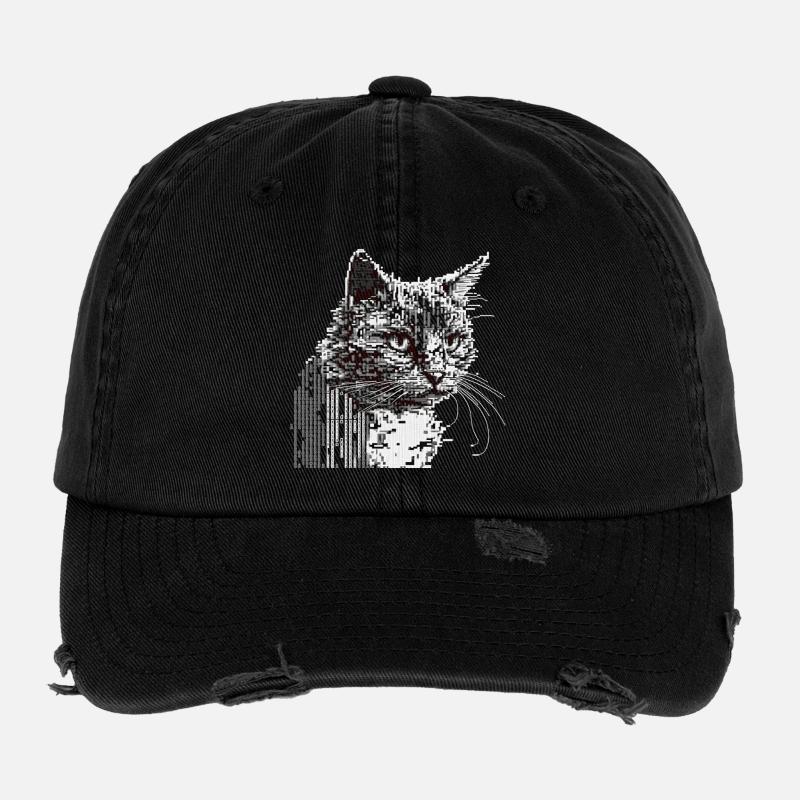Chat ASCII Casquette vintage effet usé Flexfit