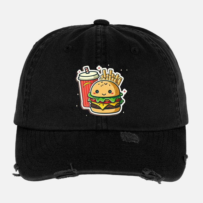 Burger menu - Flexfit Vintage Destroyed Cap - Schwarz