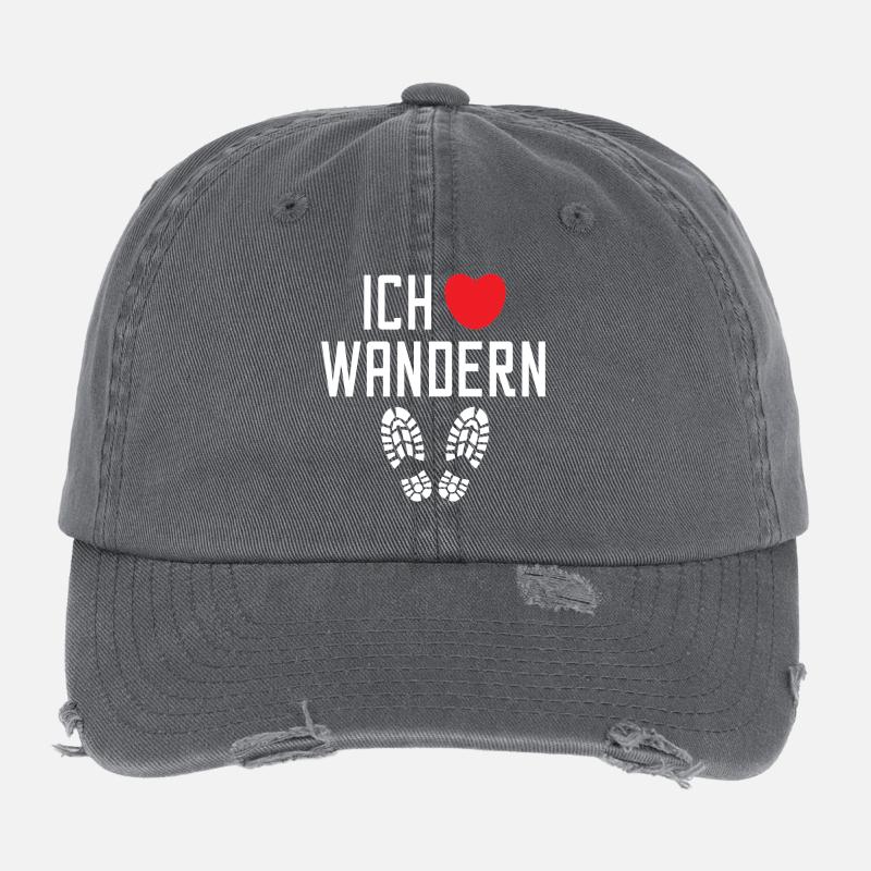 Herz Wanderer Ich Liebe Wandern Statement Flexfit Vintage Destroyed Cap