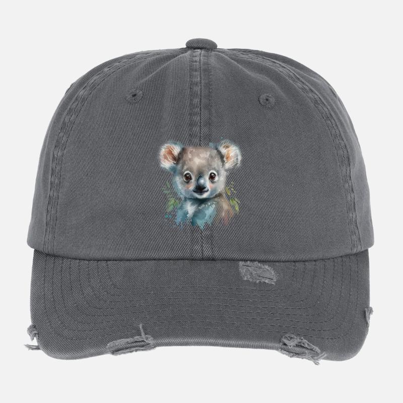 Koala Aquarelle Feuillage Casquette vintage effet usé Flexfit