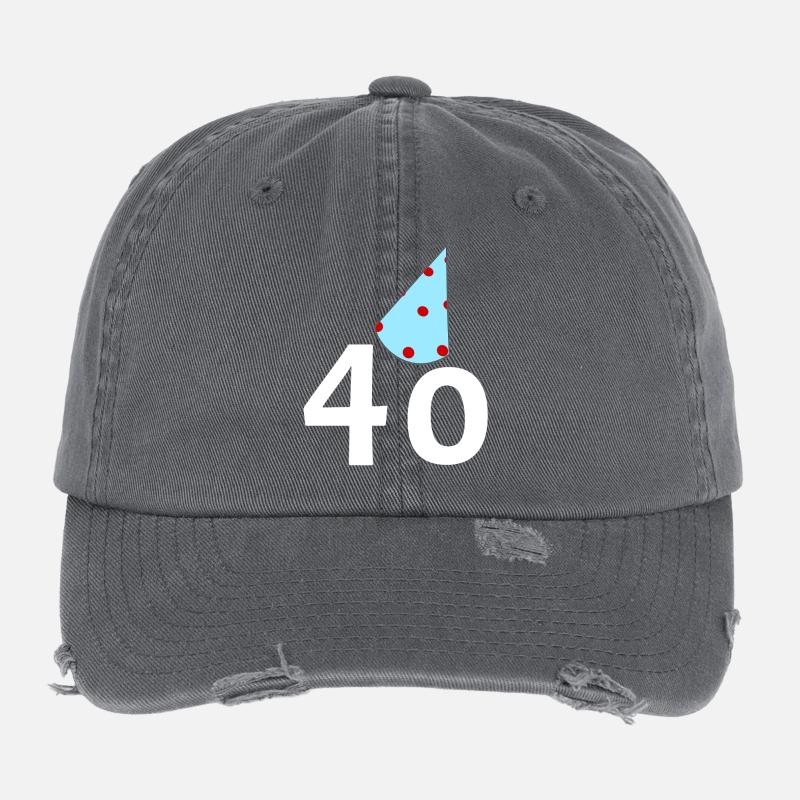 40 gratulieren, Geburstagshütchen Flexfit Vintage Destroyed Cap
