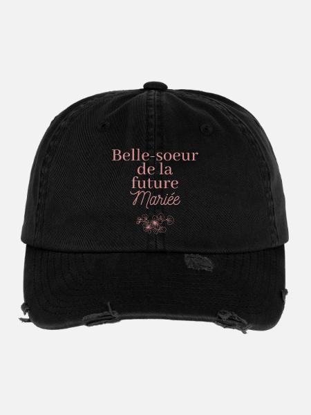 Belle-soeur future Mariée. EVJF Team future mariée - Casquette vintage effet usé Flexfit - noir - Devant