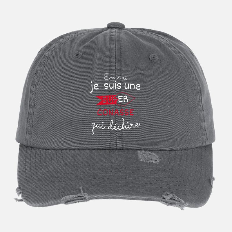 Super-Conasse qui Déchire Casquette vintage effet usé Flexfit