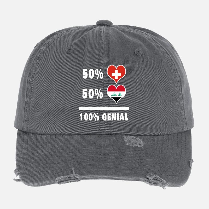 Irak et Suisse 100% Awesome Flag Casquette vintage effet usé Flexfit