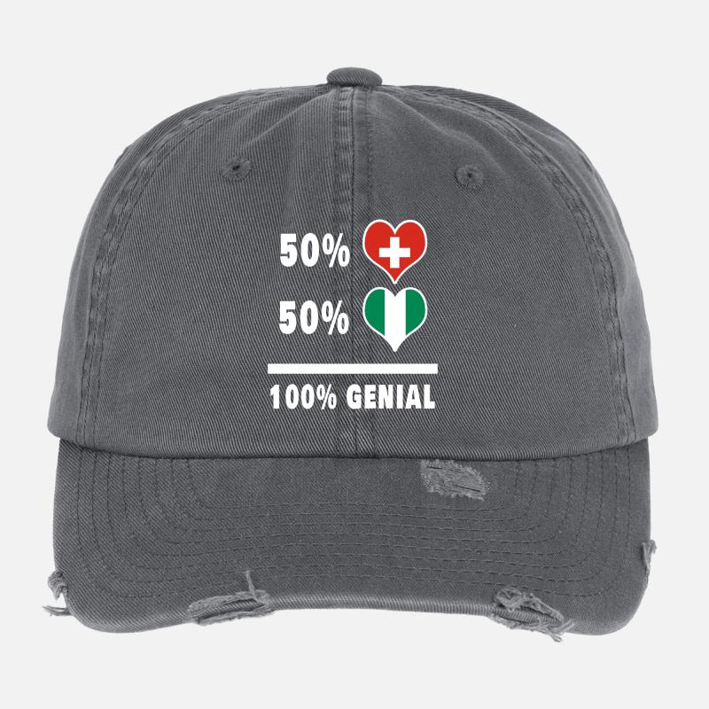 Nigeria and Switzerland 100% Awesome Flag Flexfit Vintage Destroyed Cap