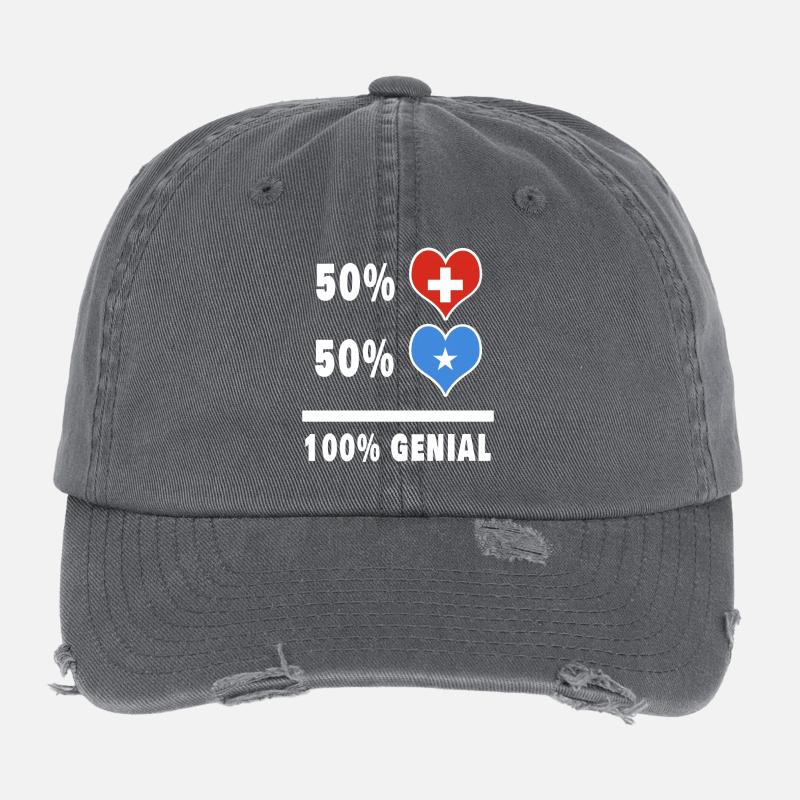 Somalia und Schweiz 100% Genial Flagge Flexfit Vintage Destroyed Cap