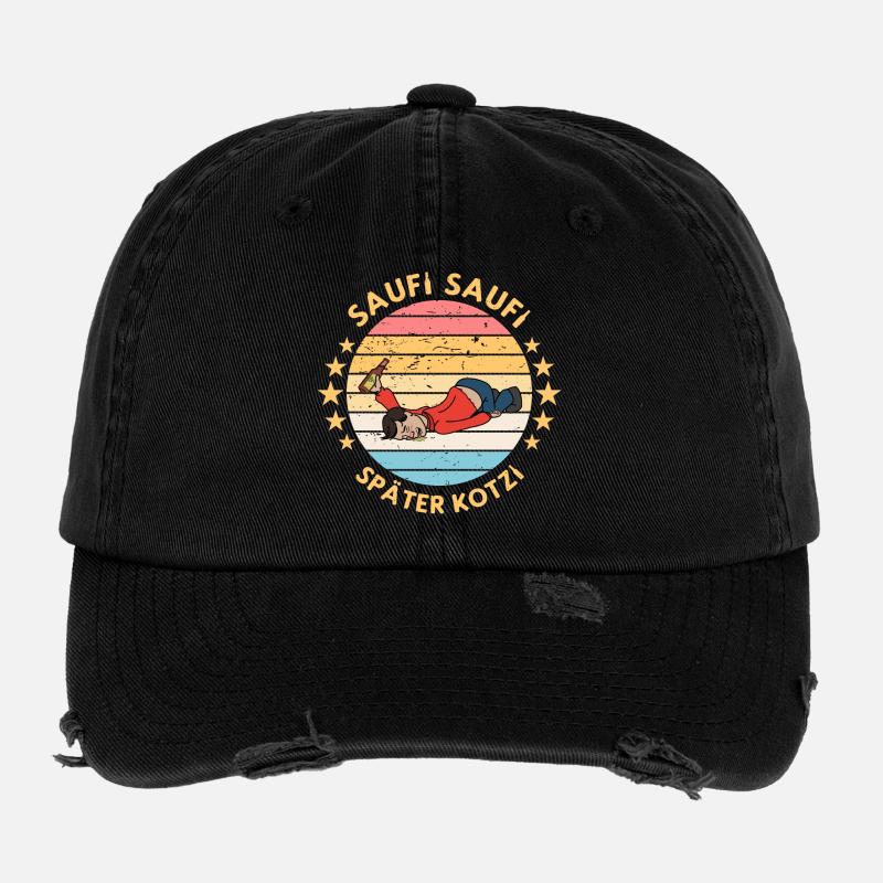 Lustiger Bier Alk Retro Malle JGA Mallorca Spruch Flexfit Vintage Destroyed Cap