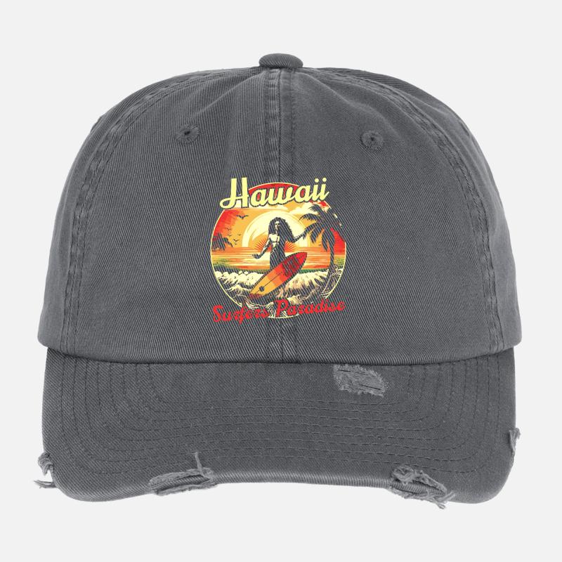 Hawaii Surfers Paradise Flexfit Vintage Destroyed Cap