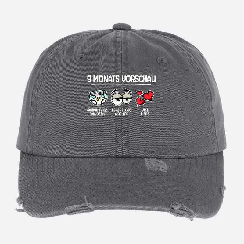 Elternschaft Statement Baby Geburt Schwanger Herz Flexfit Vintage Destroyed Cap