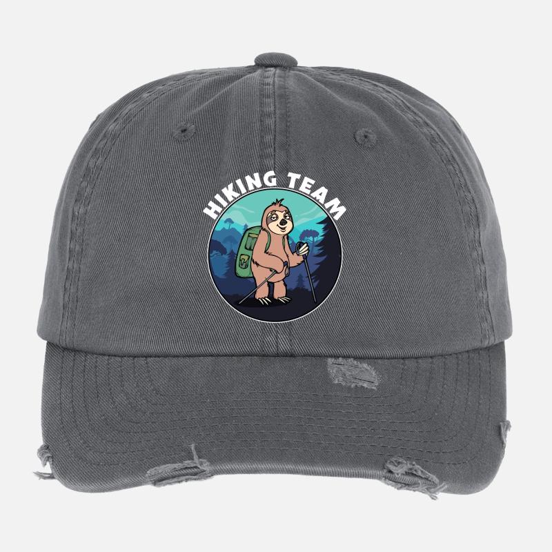 Mountain Summit Hiker Hike Statement Mountains Flexfit Vintage Destroyed Cap