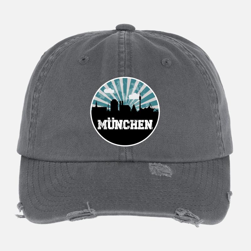 Munich Skyline Blue Hour Flexfit Vintage Destroyed Cap