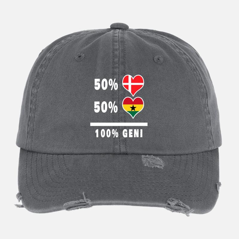 Drapeau 100% génie du Ghana et du Danemark Casquette vintage effet usé Flexfit