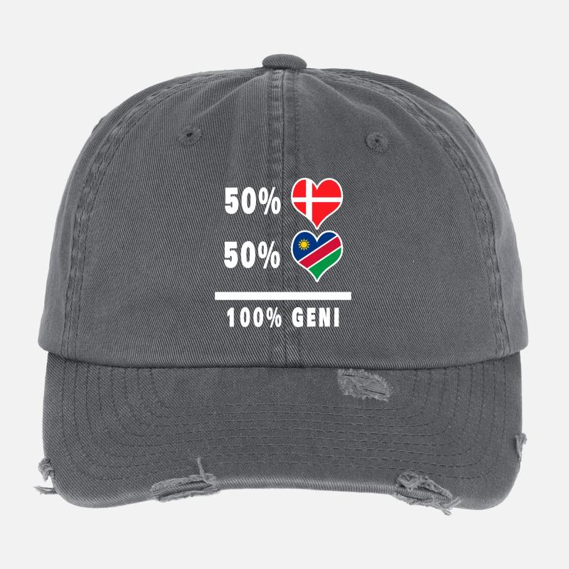 Namibia and Denmark 100% genius flag Flexfit Vintage Destroyed Cap