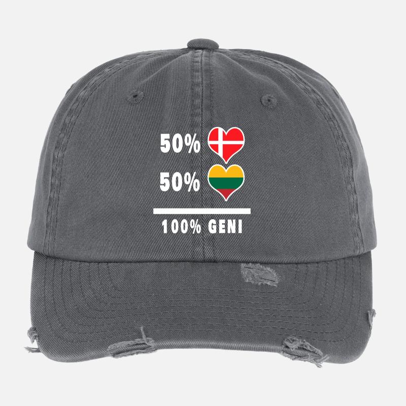 Lithuania and Denmark 100% genius flag Flexfit Vintage Destroyed Cap