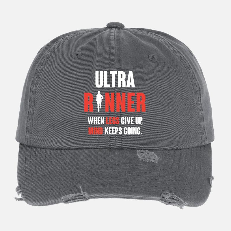 Ultra Runner. When Legs Give Up, Mind Keeps Going. Flexfit Vintage Destroyed Cap