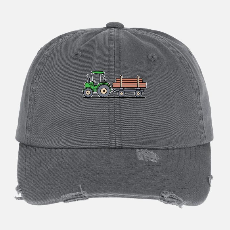 Biobauer Trecker Statement Traktor Nutzfahrzeug Flexfit Vintage Destroyed Cap