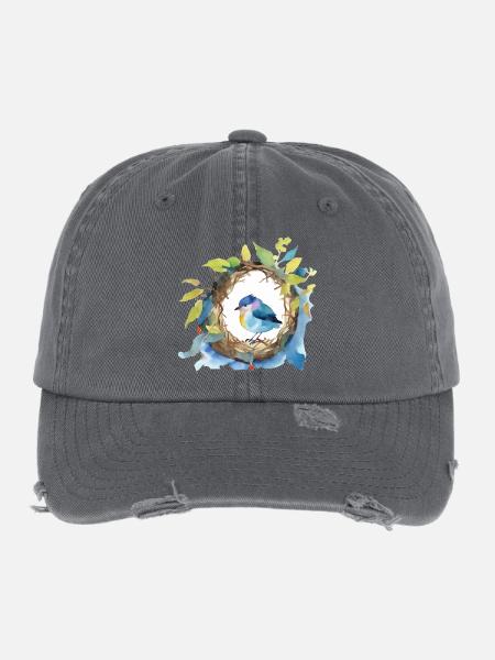 Oiseau - Casquette vintage effet usé Flexfit - charbon - Devant